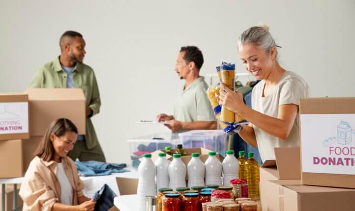People in charitable organisation sorting donations