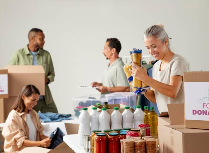 People in charitable organisation sorting donations