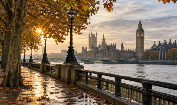 The houses of parliament seen from Southbank