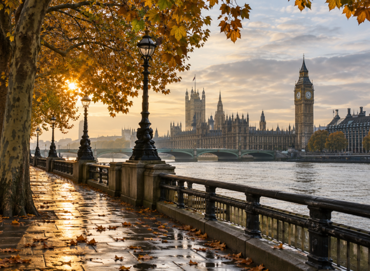 The houses of parliament seen from Southbank